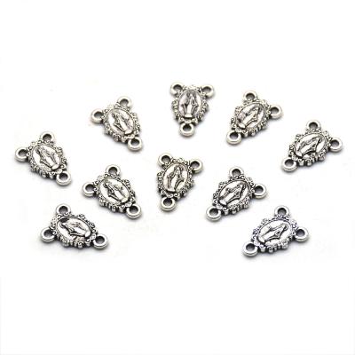 China Europe Antique Silver Connector St Miraculous Medal For Making Rosary DIY Jewelry for sale