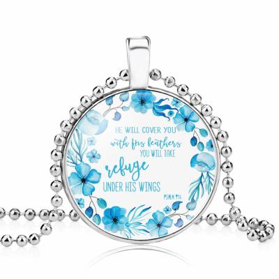 China Christian Necklace Religious Bible Verse Gift Jewelry For Women Girls (Psalm 91:4) for sale