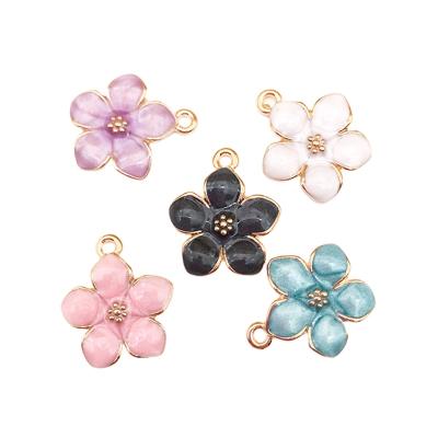 China Fashion $16.6 for 50pcs Sakura Enamel Charms Wholesale Epoxy Gold Medals for Handmade Jewelry for sale