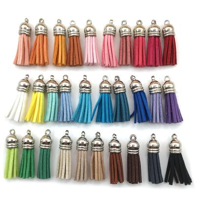 China Fashion $15 For Wholesale Mixed Suede Tassel Faux Color 120 Leather Charm Pendant For Key Chain Cell Phone Straps Jewelry Charms for sale