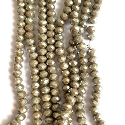 China Fashion $0.45/strand Wholesale 8MM Rondelle Faceted Taupe Crystal Bead Briolette Glass Beads For Jewelry Making Bracelet Necklace for sale