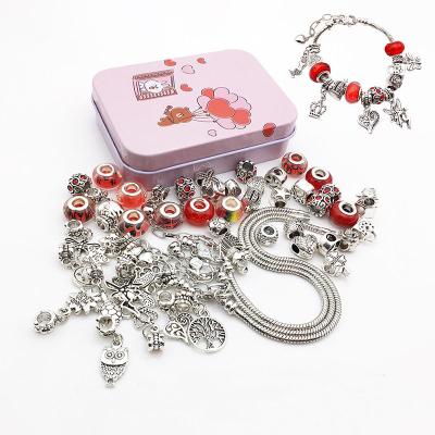 China Wholesale European Fashion Bead Charm Bracelet $9.9/set DIY Making Kit Jewelry Making Supplies Bead Snake Chain Jewelry Gift Set for sale