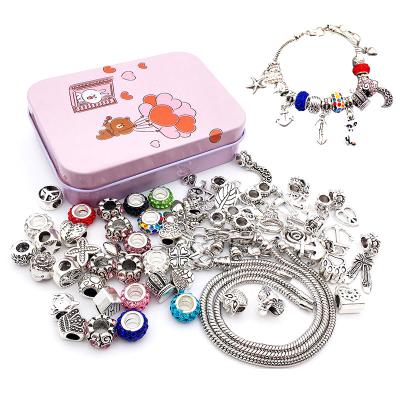 China $9.9/set Fashion Wholesale Charm Bracelet Making Kit DIY Craft Jewelry Gift Set For Kids Girls Teens Bracelet Starter Kits for sale