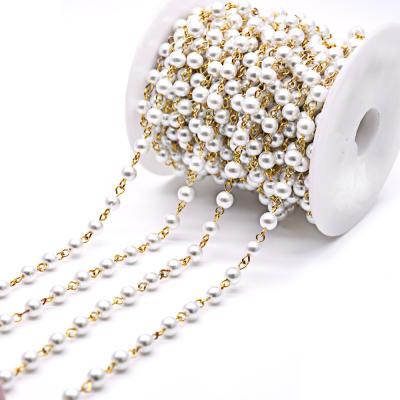 China Eye pin rosary chain beaded chain hotselling beauty beaded chains with 8mm freshwater pearl for jewelry design for sale