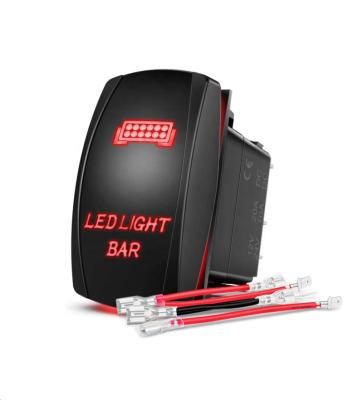 China Sturdy and durable WattBons LED Light Bar Car Boat Marine Rocker Switch 5Pin Laser On/Off LED Light Switch Jumper Wires Set for Jeep Boat Trucks for sale