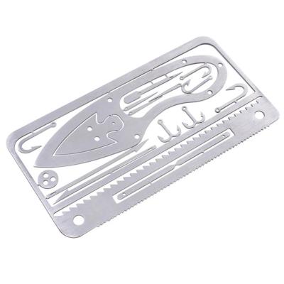 China 304 Stainless Steel AJOTEQPT Outer 18 in 1 Survival Fishhook Pocket Knife Tool Card for sale