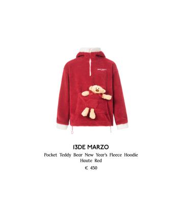 China 2021 Winter 13DE Women Fleece Hoodie Teddy Bear New Year High Quality Pocket MARZO Breathable Hoodie 13demarzo for sale