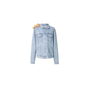 China New 2021 Breathable Casual Stylish Design Denim Solid Color Shoulder Teddy Bear Denim Jacket for sale