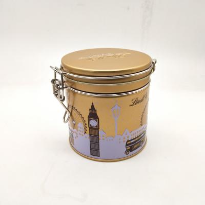 China 2021 hot food spun tea canister coffee pot with metal clip lid tin box for sale