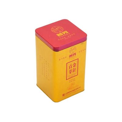 China Biodegradable Mini Metal Coffee 85x85x150mm Square Storage Gold Tin Box Manufacturer for sale