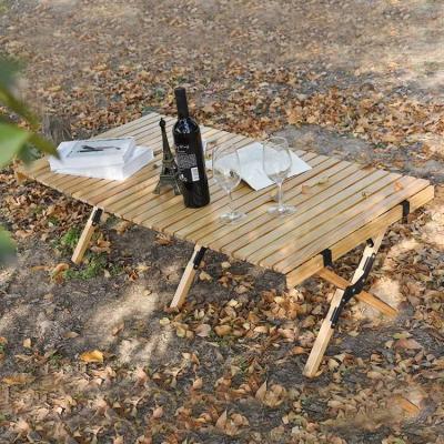 China Portable Folding Camping Modern Wooden 120cm Outdoor Solid 65*25*19cm 67*42*40/2pcs 10kg Wooden Picnic Egg Roll Modern Table for sale