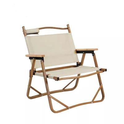 China Outdoor Picnic Beach Chair Aluminum Grain Low Seat Modern Portable Wooden Foldable Armrest Manager Chair Lightweight Camping Folding for sale