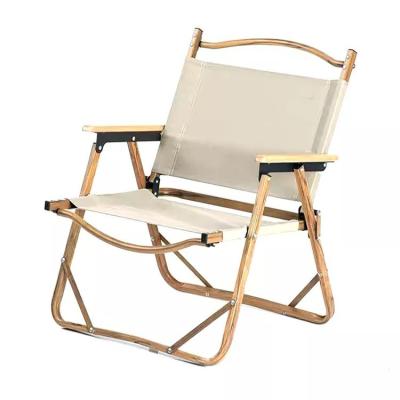 China 52*55*65 Modern Foldable Portable Wood Grain Armrest Chair Beach Camping Chair Lightweight Aluminum Folding Outdoor Tomount for sale