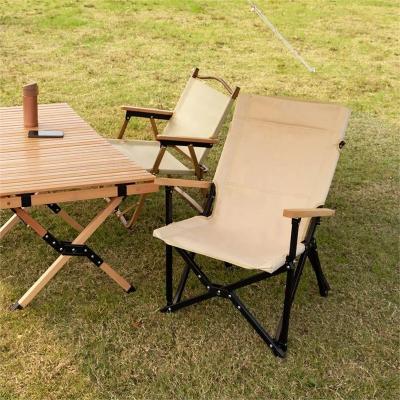 China Modern Folding Ultralight Aluminum Armrest Fishing Pole Beech Wood Beach Camping Chair Picnic Chair Outdoor Furniture for sale