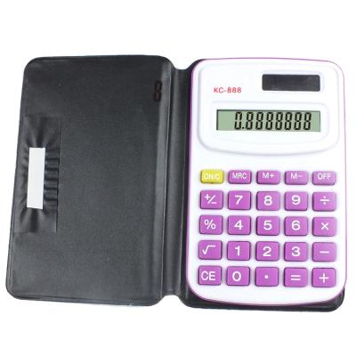 China Promotional Universal Purpose Calculator Kid's Xmas Gifts Silicone Keyboard Power Pocket Leather Bag EU-888 Dual 8-Digit Calculator for sale