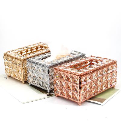 China Farmhouse Crystal Tissue Box Cover New Home Decorative Square Restaurant Table Number Holders for sale