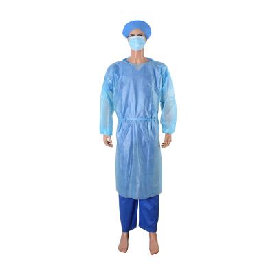 China With tie/magic stick on back neck and waist waterproof isolation disposable medical gown with knitted cuffs for sale