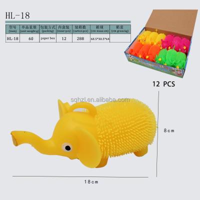 China TPR Elephant Puffer Flasher Ball Toys LED Compression Puffer Soft Rubber Gifts For Kids 18*12cm for sale