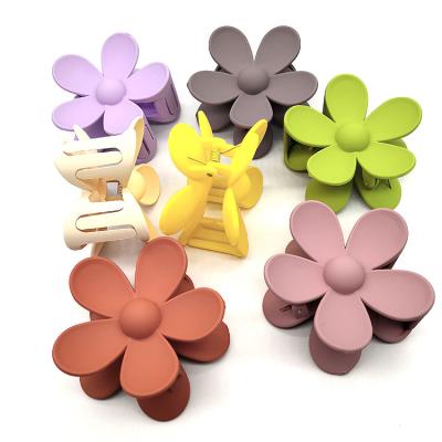 China Large Size Hair Decoration Flower Shape Hair Claw Clips Candy Color Hair Grasp Transparent Matte Flower Jaw Hair Clip Flower Plug For Women for sale