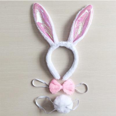 China Fashionable Easter Bunny Cartoon Animal Hair Band Hair Accessories 3 Piece Costume Plush Variety Of Color Rabbit Ear Headband for sale