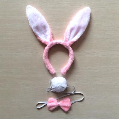 China Fashionable Easter Bunny Cartoon Animal Hair Band Variety Of Color Bunny Ear Headband Hair Accessories 3 Pieces Costume Plush Toy for sale