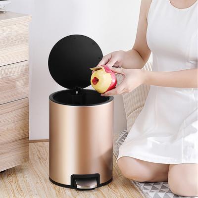 China Pedal Dust Bins Stainless Steel Household Bedroom Trash Can Office Toliet Viable Recycling Metal Recycle Kitchen Waste Bin for sale