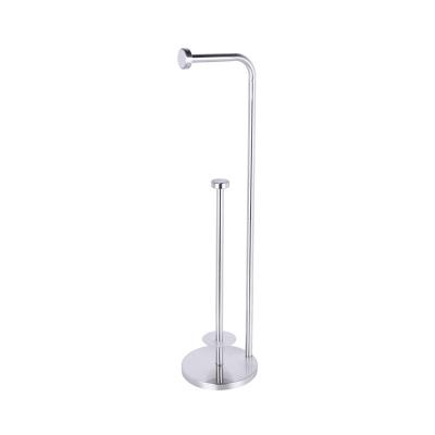 China Free Standing Bathroom Toilet Paper Holder Stand With Free Reservation Silver Stainless Steel Hotel Modern Home Bathroom Spare Parts for sale