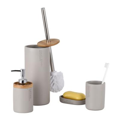 China Bamboo White Bathroom Accessory Fittings Sets Eco - Friendly Sustainable Nature for sale