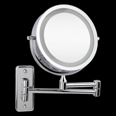 China 7 Inch Magnifying LED Battery Operated Bathroom Shaving Wall Mounted Extendable Makeup Mirror for sale