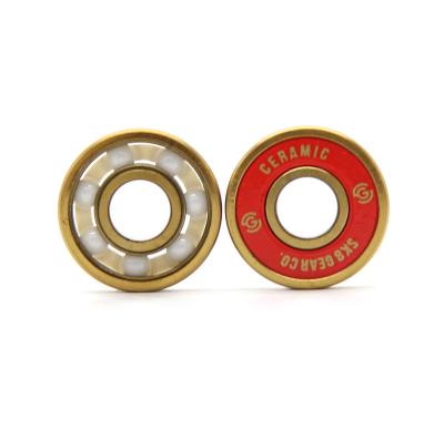 China SKATERGEAR 608 Ceramic Skateboard Skate Bearings For Skateboard With Gold Titanium for sale