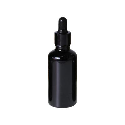 China Personal Care 5ml~100ml Shinny Black Dropper Bottle Essential Oil Essence Hydrosol Glass Bottles Customization Printing Logo for sale