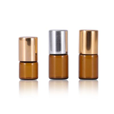 China Personal Care 100pcs/lot 1ml 2ml Essential Oil Roll On Bottle Amber Glass Perfume Roll-On Bottle Refillable Sample Test Bottles for sale