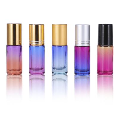 China 100pcs/lot 5ml Personal Care Glass Roll On Bottle Multicolor Gradient Perfume Bottle Refillable Essential Oil Bottles for sale