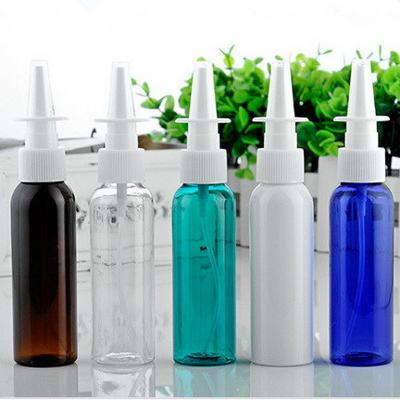 China 50PCS/lot 60ml BEAUTY Medical Straight Drop Fine Mist Bottle Round Shoulder PET Bottle Empty Sample Plastic Bottle Nasal Spray Bottle for sale