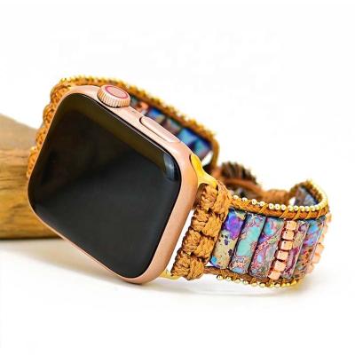 China Amazon Stock Watch Band Strap Luxury Colorful Natural Stone Bracelets Removable Strap Lady Apple Watchband Gift for sale