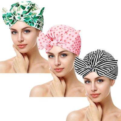 China Fashion Sustainable Luxury Shower Cap For Women Girls Waterproof Reusable Shower Cap For Long Hair for sale