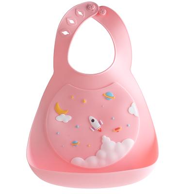 China Cute Baby Antibacterial Silicone Bib Set Baby Free Organic Custom Silicone Printing Adjustable Bpa Water Proof Bib for sale