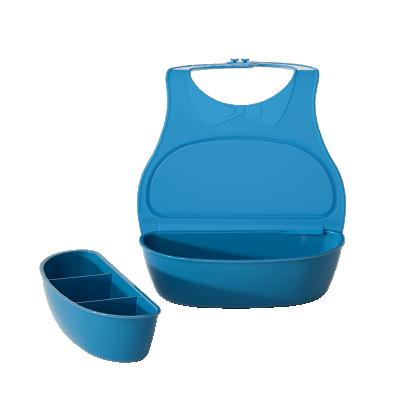 China Hot Selling Antibacterial Baby Drool Bib And Snacks Cup 2 In 1 Water Proof Multifunctional Baby Food Grade Silicone Material Bib for sale