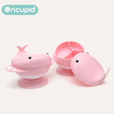 China Eco-freindly Good Quality Cartoon Tableware Set Whale Toddler Bowl Baby Animal Suction Bowl For Feeding for sale