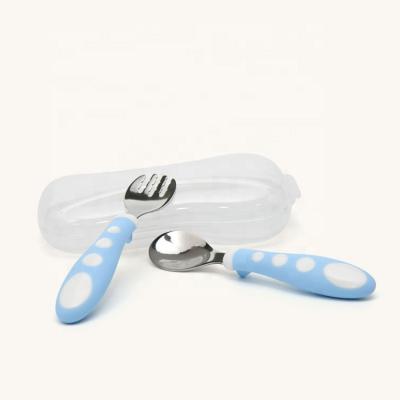 China BPA Free Spoon Fork Set Top Selling Soft Feeding Bending Bendable Baby Shaping Stainless Spoon For Baby for sale