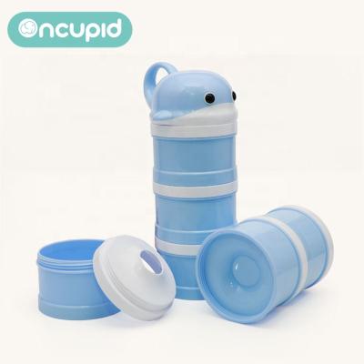 China BPA Free Food Grade Baby Milk Powder Storage Container Dolphin Cute Blue Infant Milk Powder Dispenser for sale