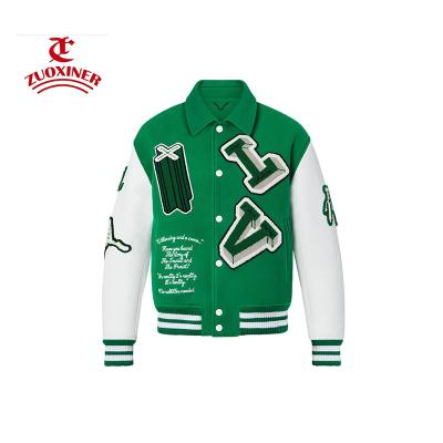 China OEM Sleeve Chain Chenille Embroidery Flight Bomber Vintage Baseball Letterman Varsity QUICK DRY Jacket For Men for sale