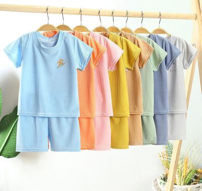 China Wholesale Polyester (Polyester) Fiber Short Sleeve T-shirt Boys Clothing Sets Simple Solid Color Children Pajamas Turkey T-shirt Kids Clothes Shorts Set for sale