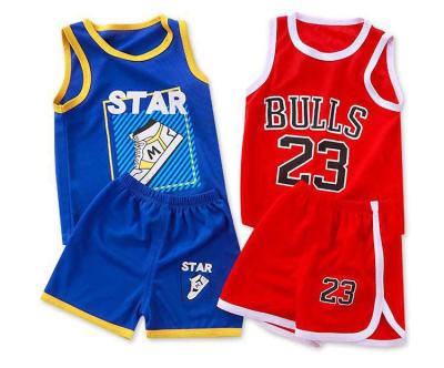 China POLYESTER Mixed BULLS#23 Basketball Nbajersey Bryant Kids Clothes Suit Girls Sportswear Kids Beach Top Shorts Boys Clothing Sets for sale