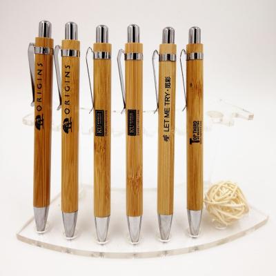 China Multi Function Promotional Cheap Gift Wooden Eco Friendly Custom Logo Bamboo Ballpoint Pen for sale