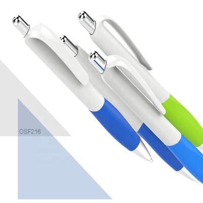 China Promotional Pen Custom Logo Name Black Blue Ink Length Click Action Parts Plastic Ballpoint Pen for sale