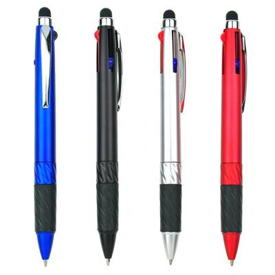 China office & School Pen Custom Logo Printed Black Ink Blue Red Colors 1.0MM Plastic 2 in 1 Multifunctional Stylus Ballpoint Pen for sale