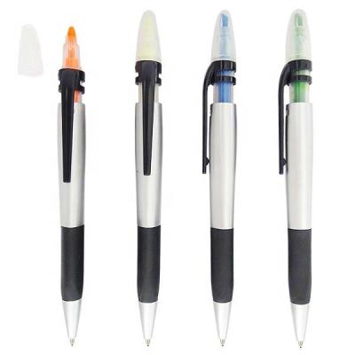 China Promotional Markers & Plastic Ball Pen With Logo 2 in1 Refill Ink Highlighter Round Toe 4 Colors Wholesale Highlighter Bars for sale