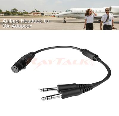 China Aviation Headset Adapter Cable Aviation Headset Adapter Airbus Headset to GA Plug Aviation Headset Adapter Cable for sale