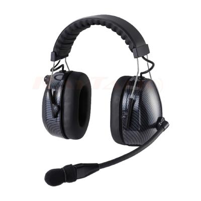 China Two Way Radio Resistant Carbon Fiber Earphone Double Headband Earmuff Noise Canceling Headset for sale